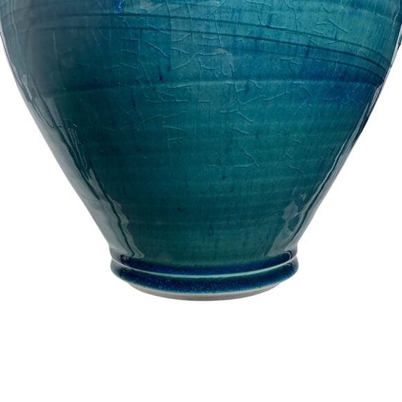 Russel Spillmann Pottery Fine Porcelain Ceramic Vase 13" Glossy Glaze Blue Swirl - Picture 7 of 12
